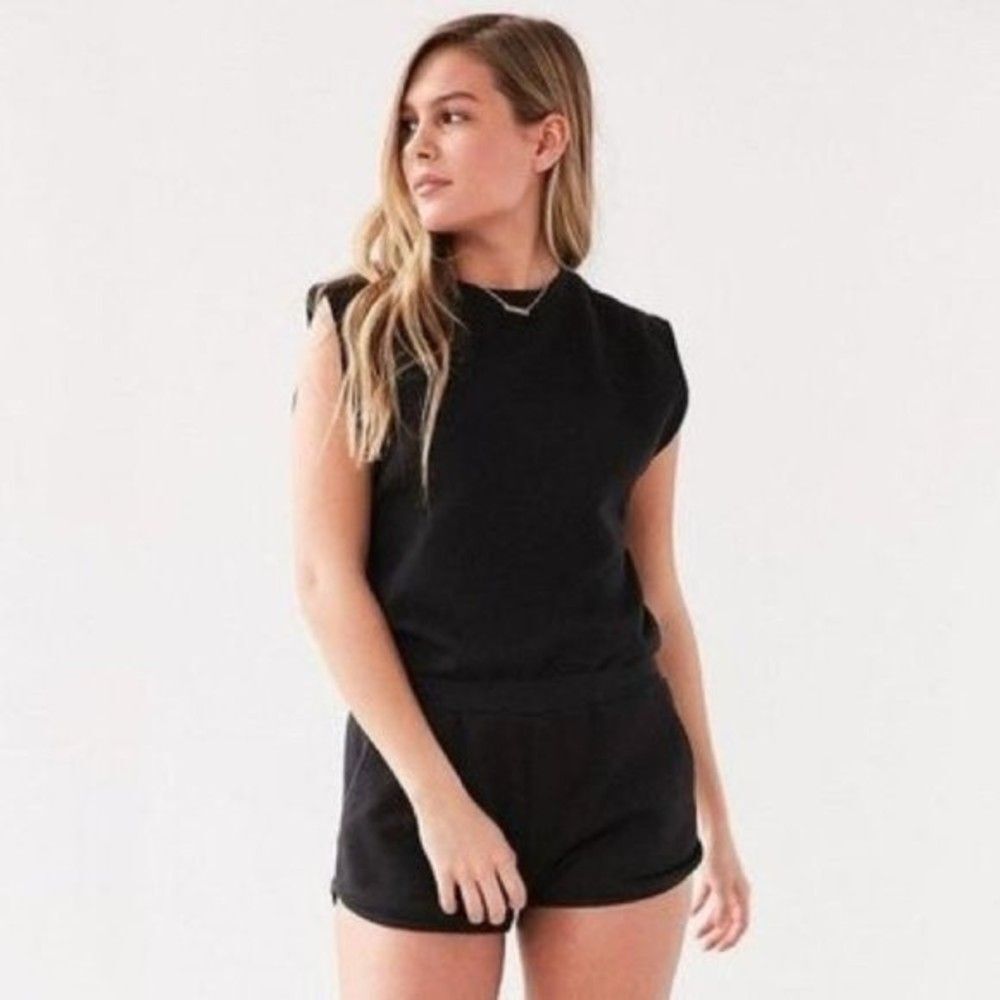 BDG Black Street-Style Muscle Sweatshirt Romper size small